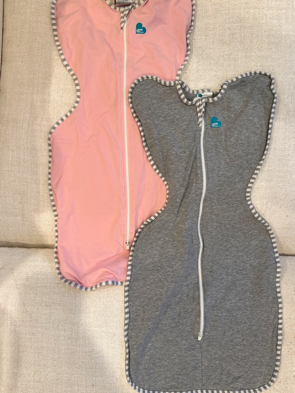 Love to dream Two-Pack Zip Sleep Sacks – Pink & Gray